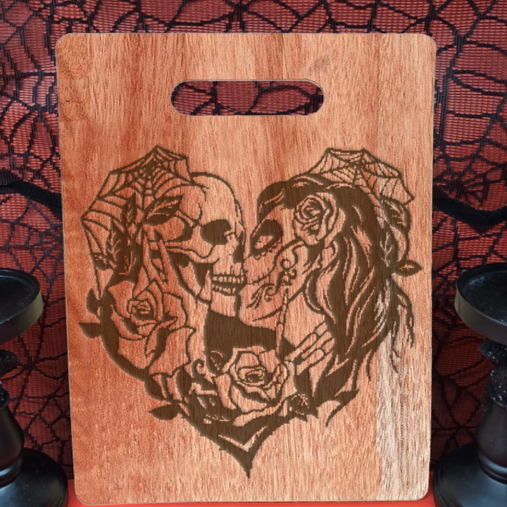 Sugar Skull Heart- Large Walnut